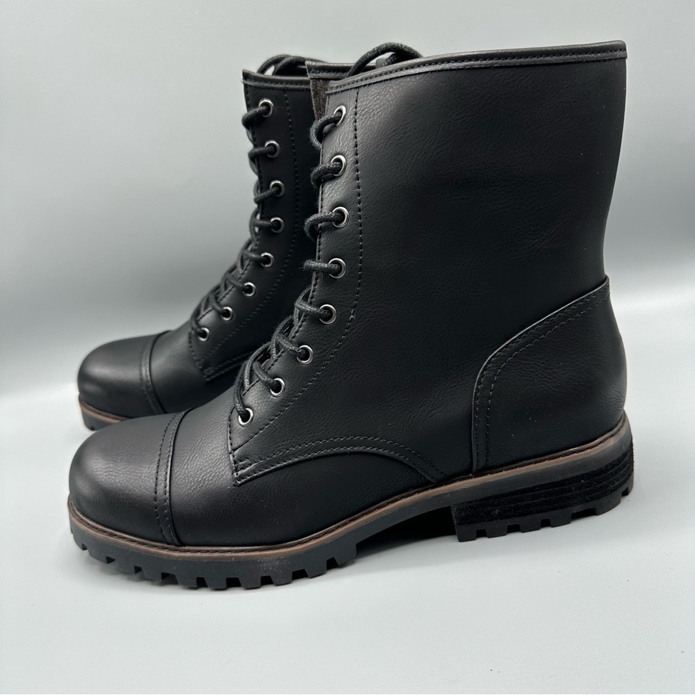 B.O.C By Born Combat Boots Lace Up Faux Leather Women's Size 11 M Black